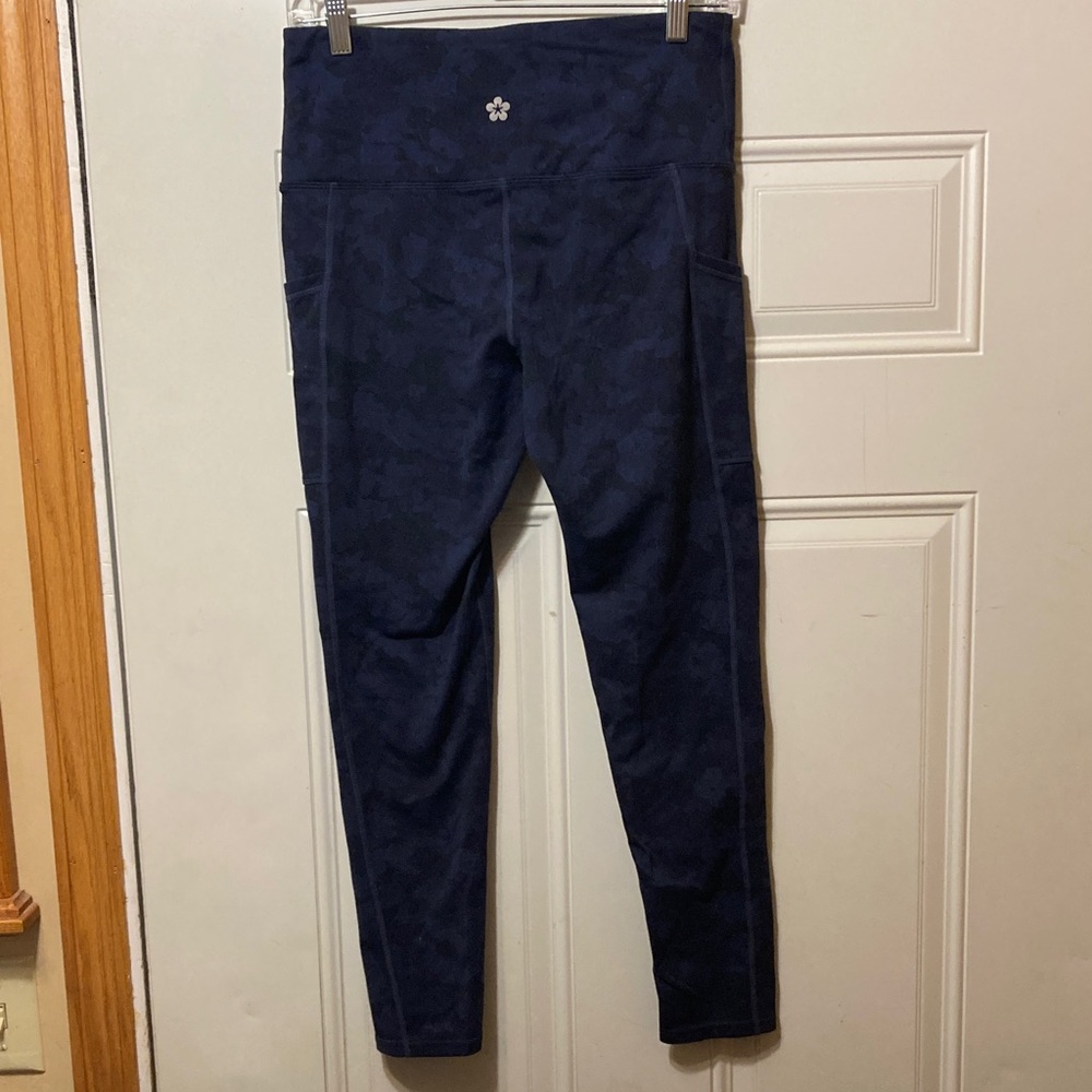 Navy Blue Camouflage Leggings M